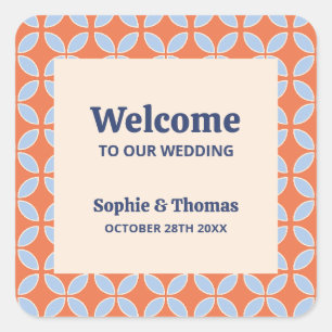 Mid Century Retro Wedding Square Sticker
