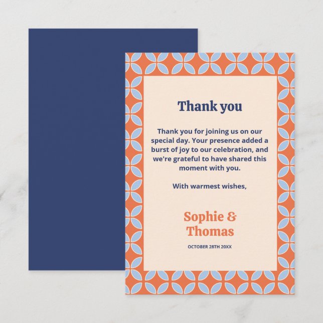Mid Century Retro Wedding Thank You Card (Front/Back)