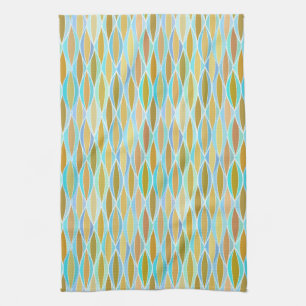 Mid-Century Ribbon Print - blues and neutrals Kitchen Towel