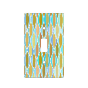 Mid-Century Ribbon Print - blues and neutrals Light Switch Cover