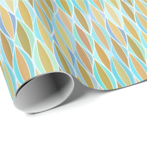 Mid_Century Ribbon Print _ blues and neutrals Wrapping Paper