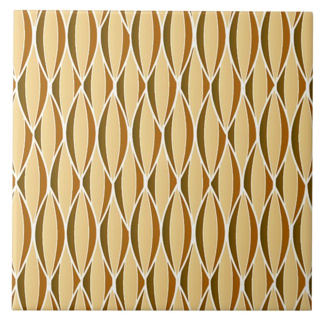 Mid-Century Ribbon Print - brown and caramel Tile (Front)