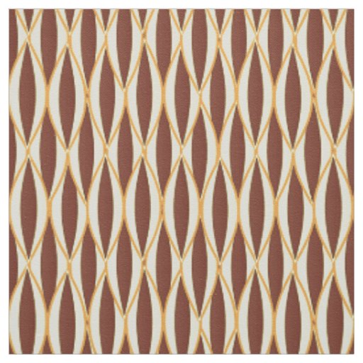 Mid-Century Ribbon Print - brown and gold Fabric
