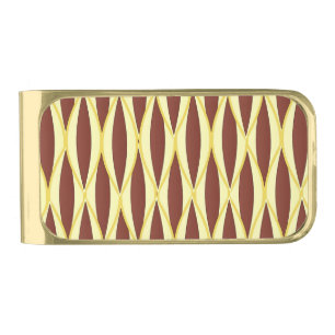 Mid-Century Ribbon Print - brown and gold Finish Money Clip