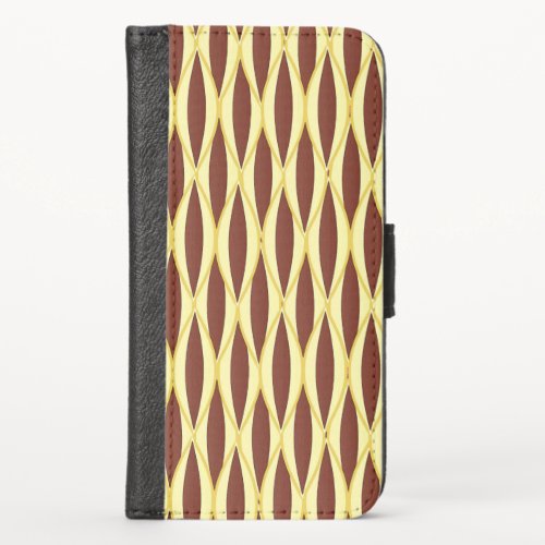 Mid_Century Ribbon Print _ brown and gold iPhone X Wallet Case