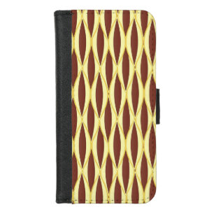 Mid-Century Ribbon Print - brown and gold iPhone 8/7 Wallet Case