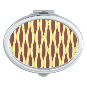 Mid-Century Ribbon Print - brown and gold Makeup Mirror