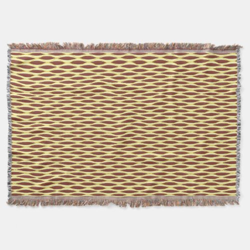 Mid_Century Ribbon Print _ brown and gold Throw Blanket