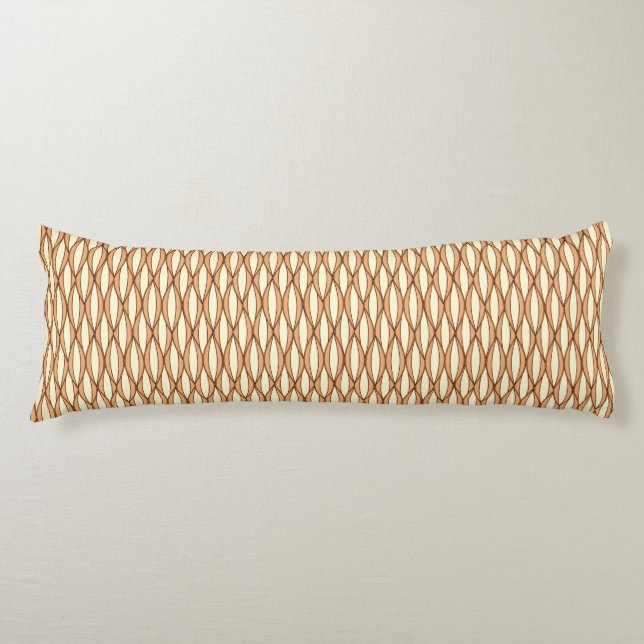 Mid-Century Ribbon Print - camel tan and cream Body Pillow (Front)