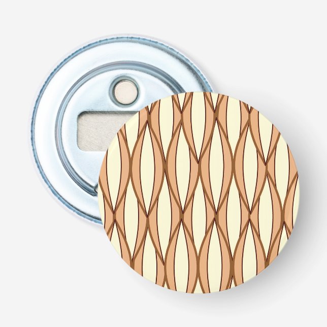 Mid-Century Ribbon Print - camel tan and cream Bottle Opener (Front)