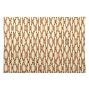 Mid-Century Ribbon Print - camel tan and cream Cloth Placemat