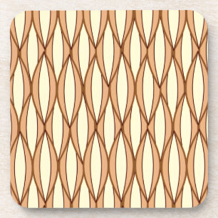 Mid-Century Ribbon Print - camel tan and cream Drink Coaster