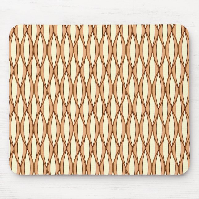 Mid-Century Ribbon Print - camel tan and cream Mouse Pad (Front)
