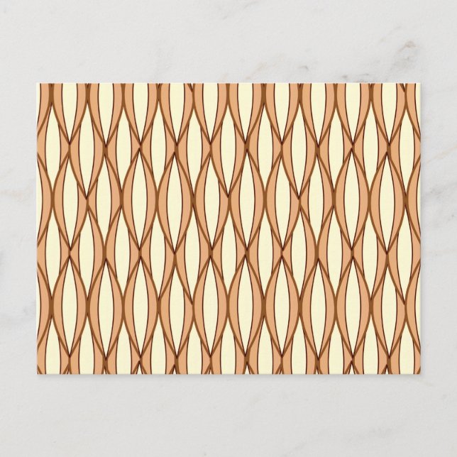 Mid-Century Ribbon Print - camel tan and cream Postcard (Front)