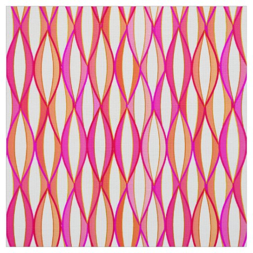 Mid-Century Ribbon Print - coral and pink Fabric