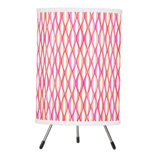 Mid_Century Ribbon Print _ coral and pink Tripod Lamp