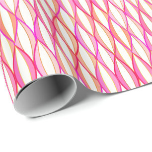 Mid-Century Ribbon Print - coral and pink Wrapping Paper