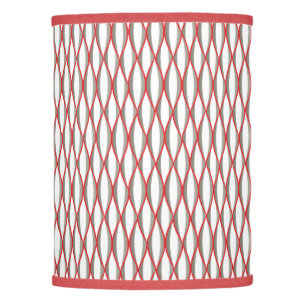 Mid-Century Ribbon Print - grey, white, red Lamp Shade