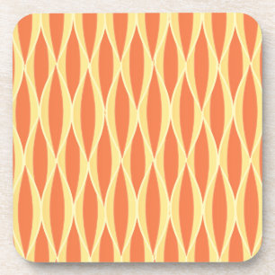 Mid-Century Ribbon Print - orange and yellow Beverage Coaster