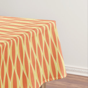 Mid-Century Ribbon Print - orange and yellow Tablecloth