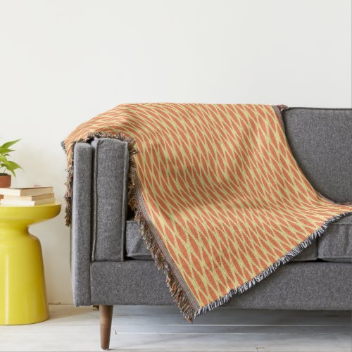 Mid_Century Ribbon Print _ orange and yellow Throw Blanket