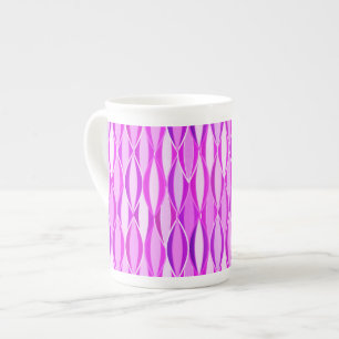 Mid-Century Ribbon Print - orchid and violet Bone China Mug