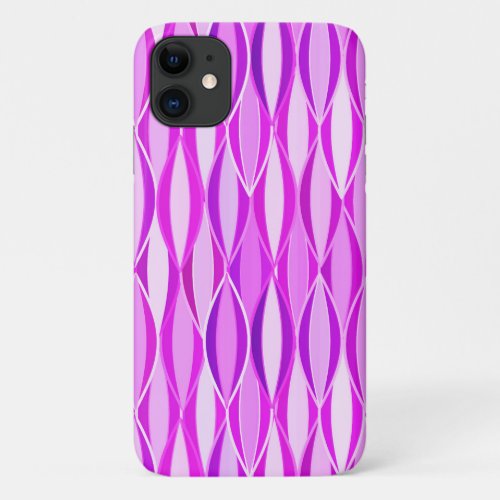 Mid_Century Ribbon Print _ orchid and violet iPhone 11 Case