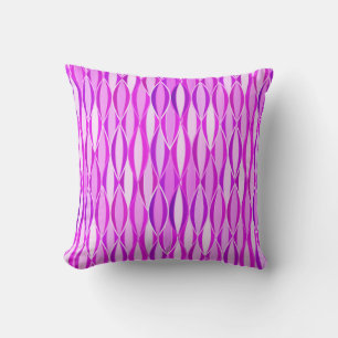 Mid-Century Ribbon Print - orchid and violet Throw Pillow