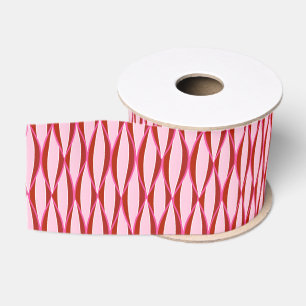 Mid-Century Ribbon Print - pink and burgundy