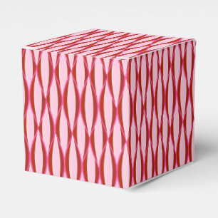 Mid-Century Ribbon Print - pink and burgundy Favor Boxes
