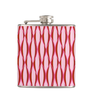 Mid-Century Ribbon Print - pink and burgundy Flask