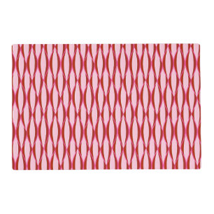 Mid-Century Ribbon Print - pink and burgundy Placemat