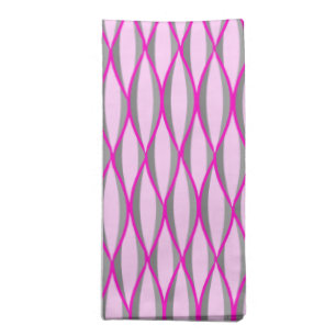 Mid-Century Ribbon Print - pink and grey / gray Napkin