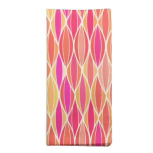 Mid-Century Ribbon Print - pink, coral and gold Napkin