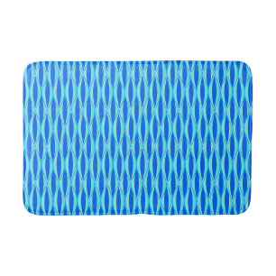Mid-Century Ribbon Print - shades of blue Bathroom Mat