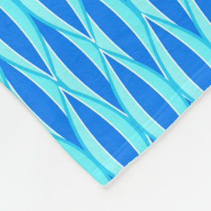 Mid-Century Ribbon Print - shades of blue Fleece Blanket
