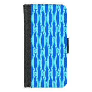 Mid-Century Ribbon Print - shades of blue iPhone 8/7 Wallet Case