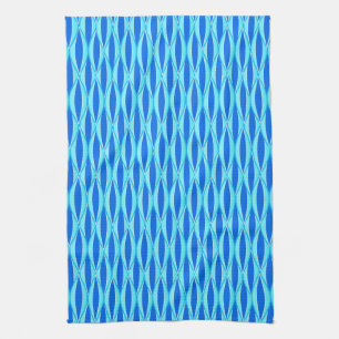 Mid-Century Ribbon Print - shades of blue Kitchen Towel