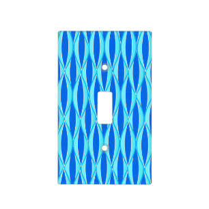 Mid-Century Ribbon Print - shades of blue Light Switch Cover