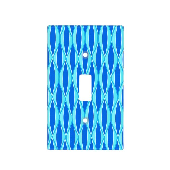 Mid-Century Ribbon Print - shades of blue Light Switch Cover (Front)