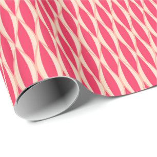 Mid-Century Ribbon Print - shades of coral Wrapping Paper