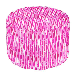 Mid-Century Ribbon Print - shades of fuchsia pink Pouf
