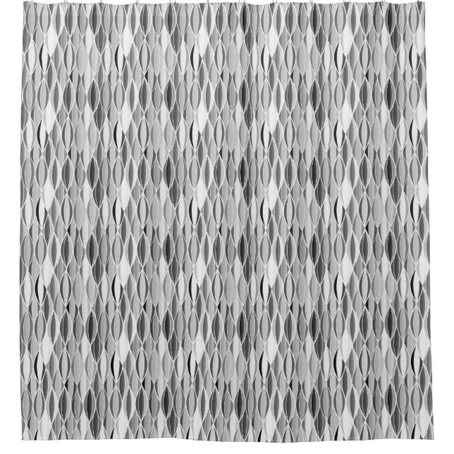 Mid-Century Ribbon Print - shades of grey / gray Shower Curtain (Front)