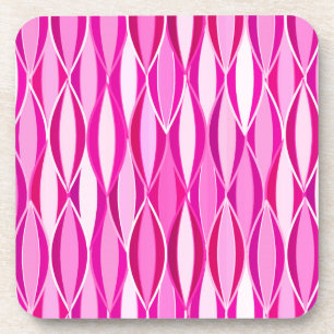 Mid-Century Ribbon Print - shades of magenta pink Drink Coaster
