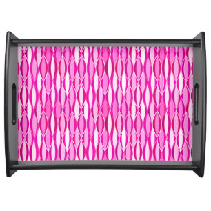 Mid-Century Ribbon Print - shades of magenta pink Serving Tray