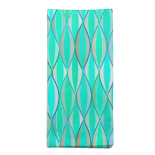 Mid-Century Ribbon Print - shades of turquoise Cloth Napkin