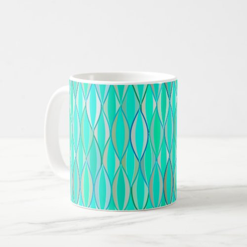 Mid_Century Ribbon Print _ shades of turquoise Coffee Mug