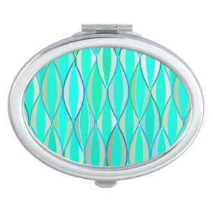 Mid-Century Ribbon Print - shades of turquoise Vanity Mirror