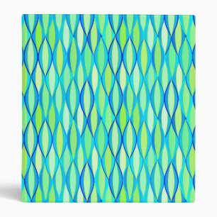 Mid-Century Ribbon Print - turquoise and lime 3 Ring Binder