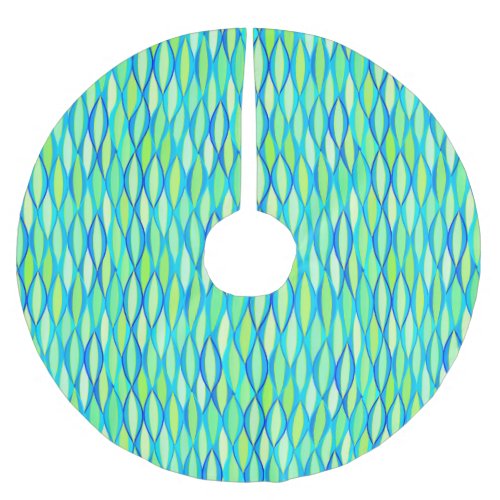 Mid_Century Ribbon Print _ turquoise and lime Brushed Polyester Tree Skirt